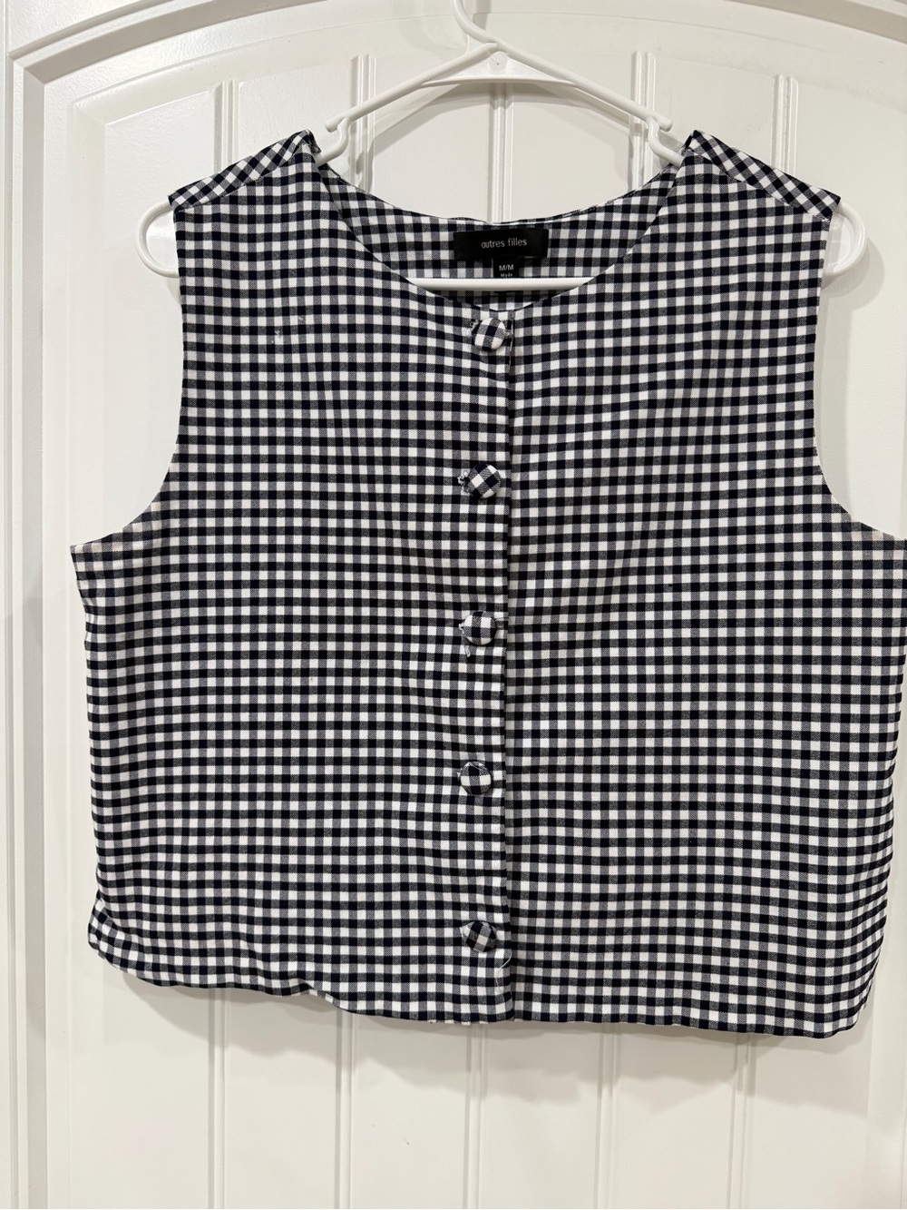 EUC Black & White Gingham Button-Front Cropped Camisole